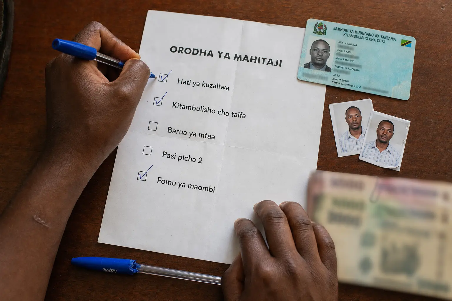 Orodha ya nyaraka kwenye meza